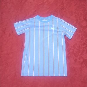 Nike Blue and White Striped Kids Tee